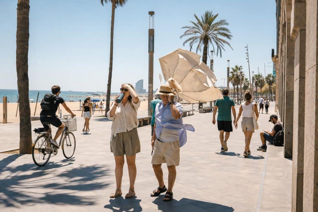 cielo despejado y calor en barcelona