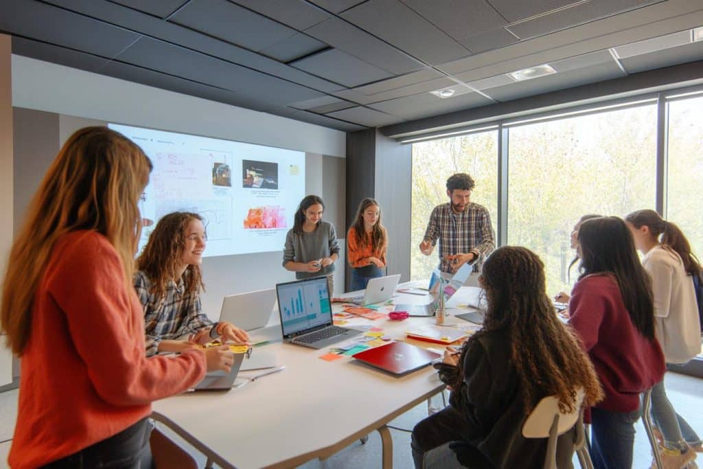 estudiantes innovando en el aula