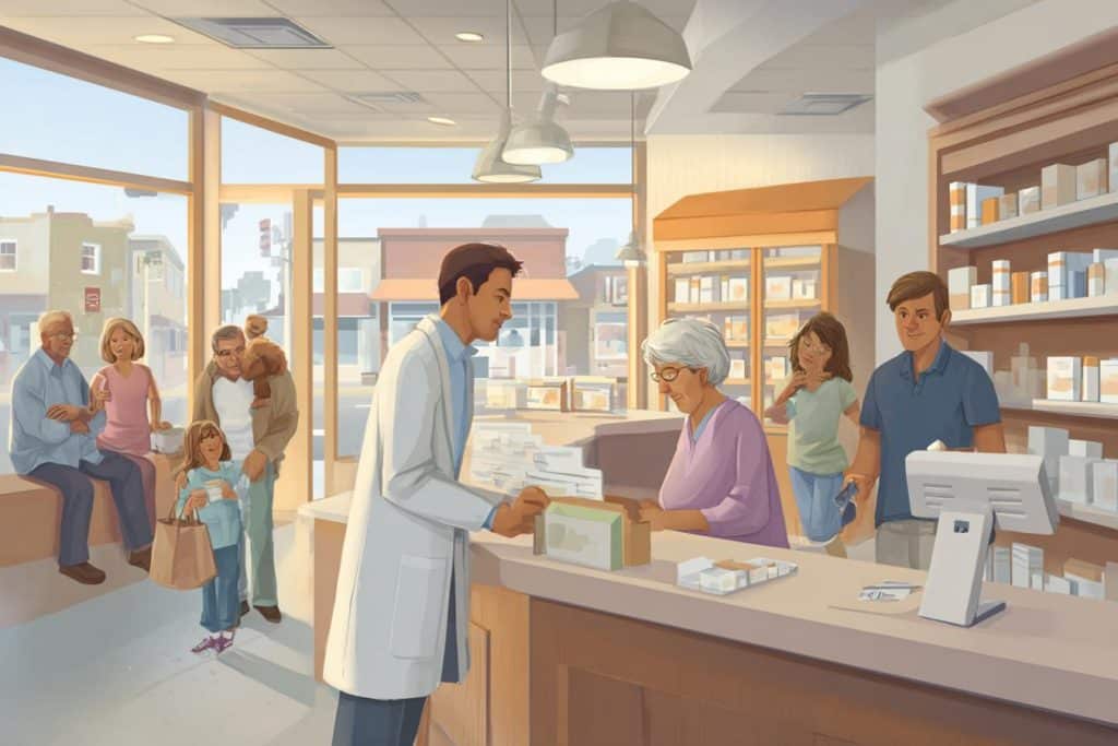 farmaceuticos atendiendo salud diaria